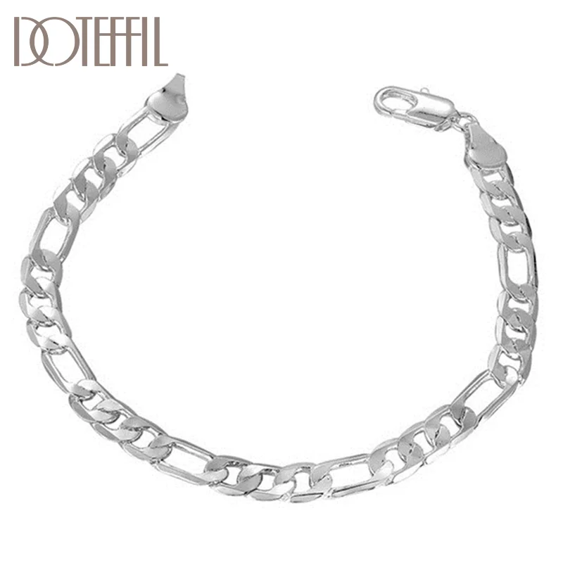 DOTEFFIL 925 Sterling Silver 4mm/6mm Classic Man Women Bracelet Jewelry