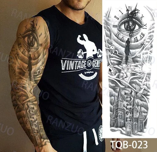 Waterproof Temporary Tattoo Stickers Skeleton Skull Tatoo Temporary Tattoos Men Fake Tattoo Woman Art Waterproof Tattoo Stickers