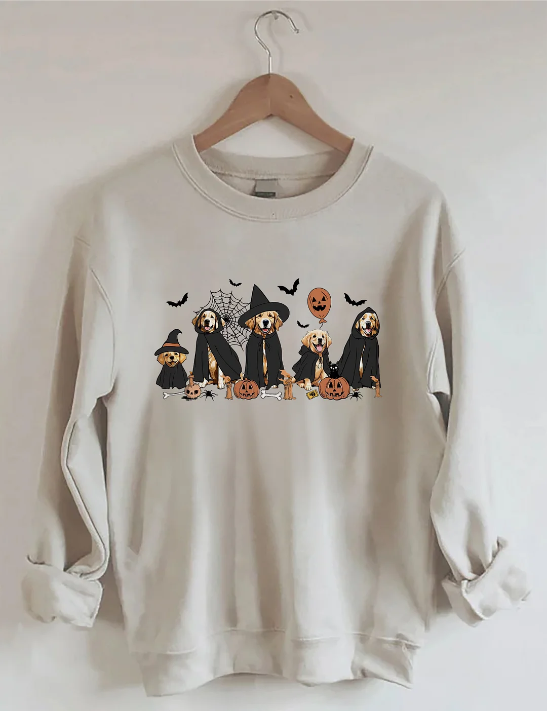 Ghost And Witch Golden Retriever Halloween Sweatshirt