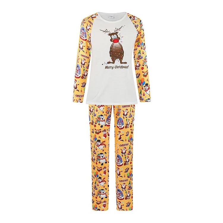 MERRY CHRISTMAS Family Matching Yellow Pajamas Set