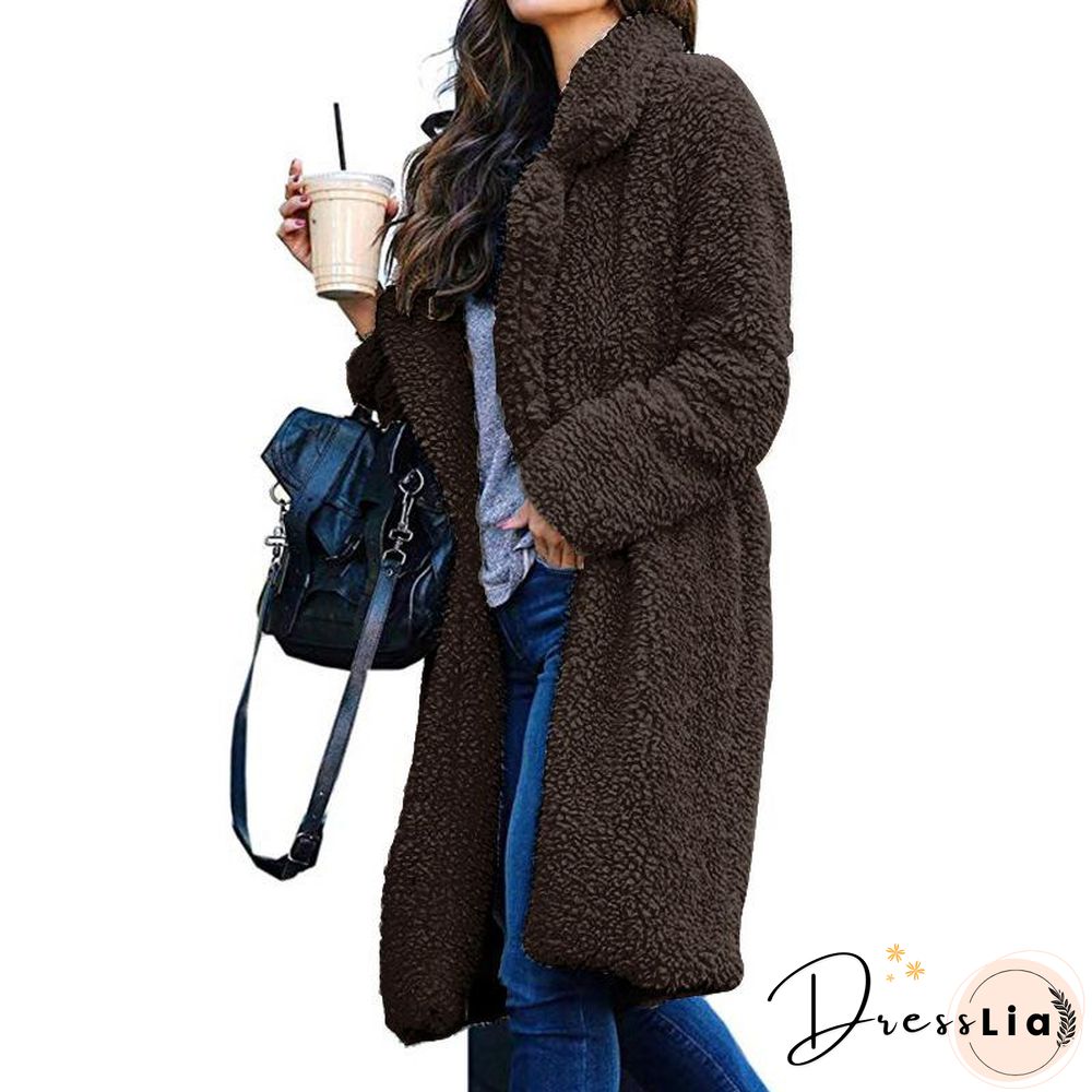 Soft Faux Lambelwool Loose Long Coat