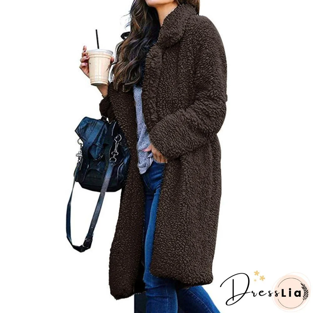 Soft Faux Lambelwool Loose Long Coat