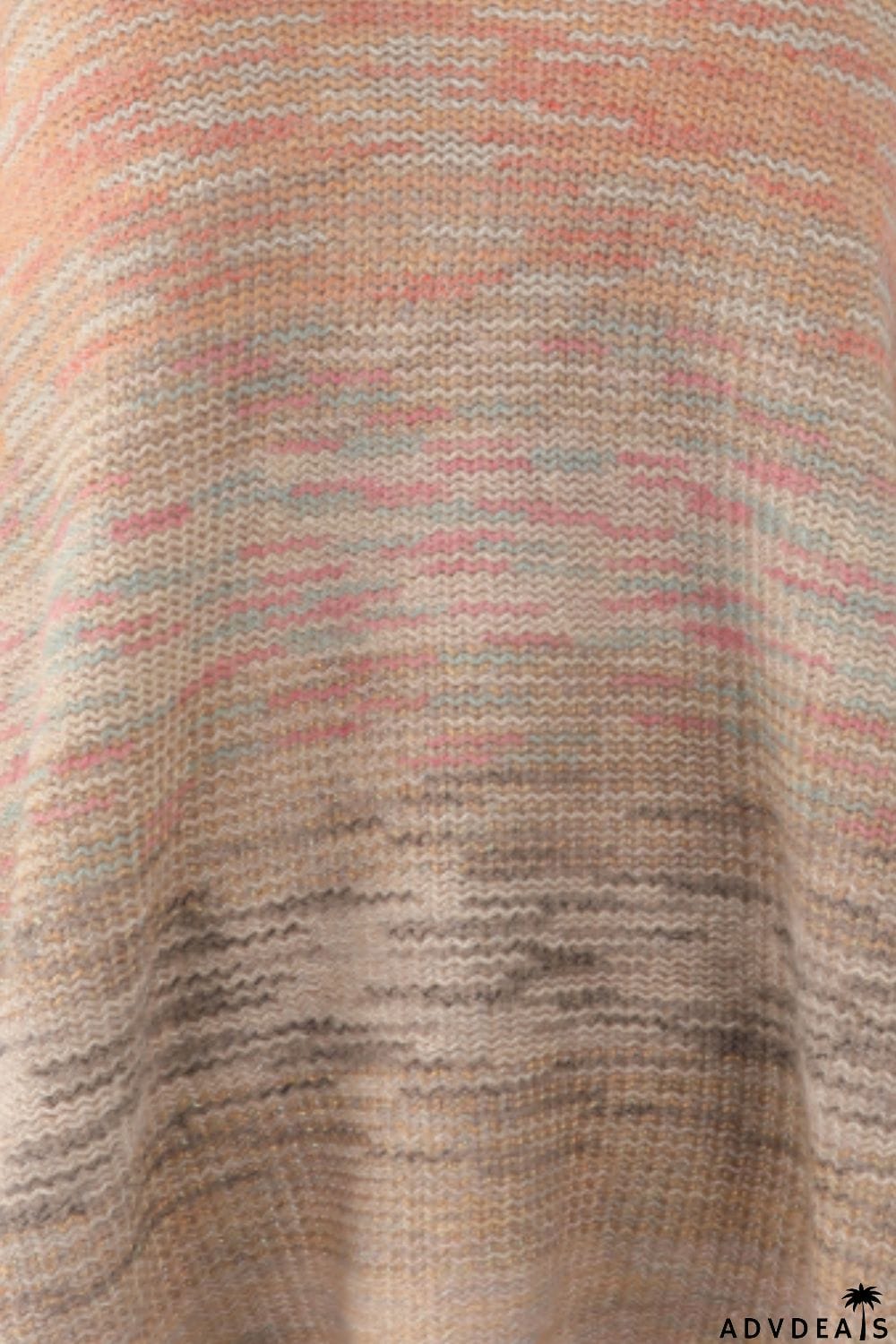 Round Neck Fringe Detail Poncho