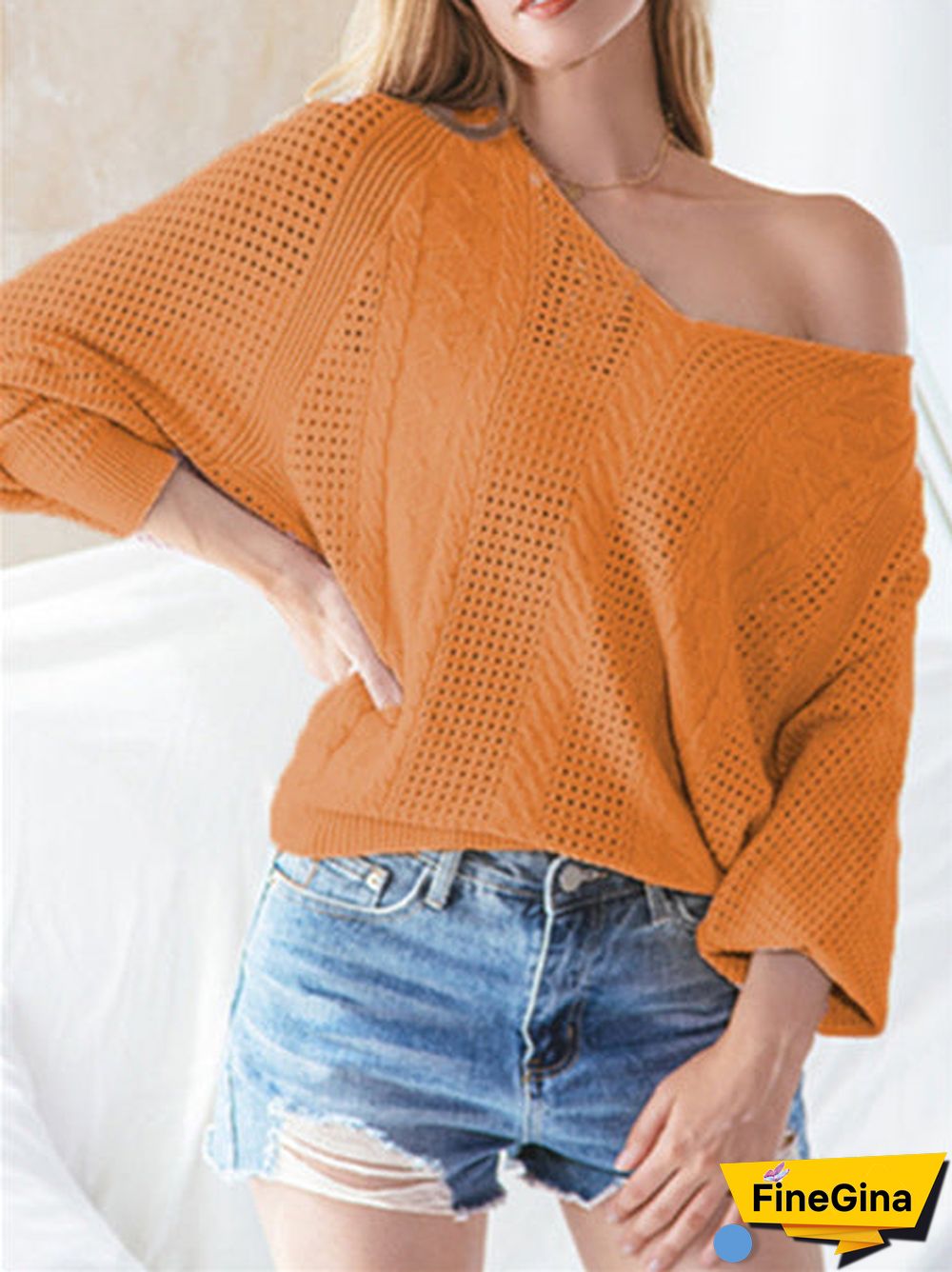 Women's Solid Color  V-neck Long Sleeve Sweater Top