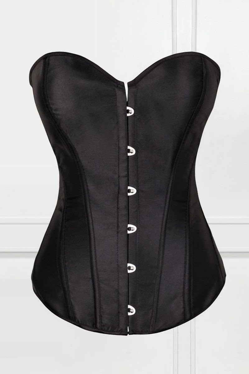 Plus Size Solid Lace-up Hooks Trim Bustier Corset Lingerie Tops Shapewear