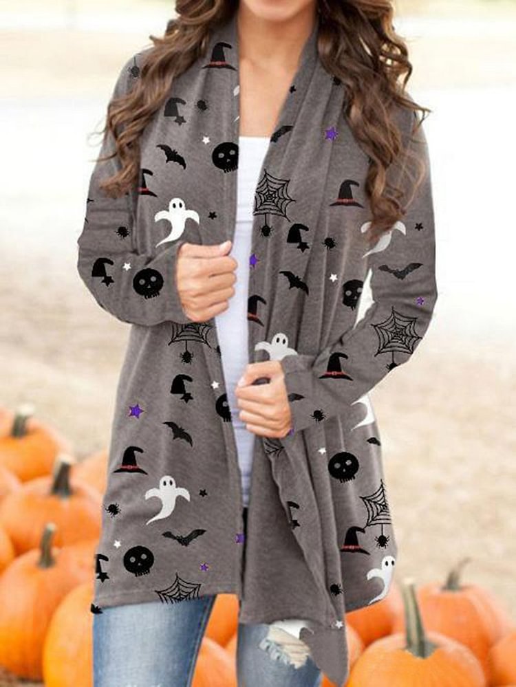 Halloween digital print casual cardigan jacket