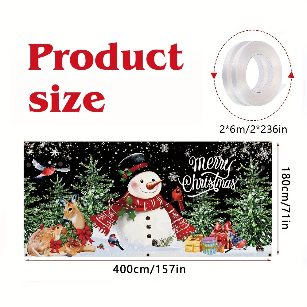 Tegooe Large Christmas Garage Door Banner Decoration with Snowman