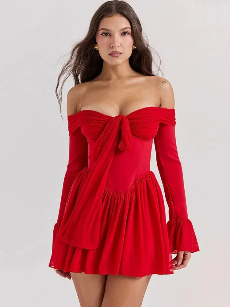 Brownm Front Strapless Corset Mini Dress