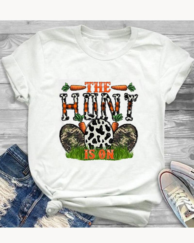 Easter Print Casual Short Sleeve T-Shirt