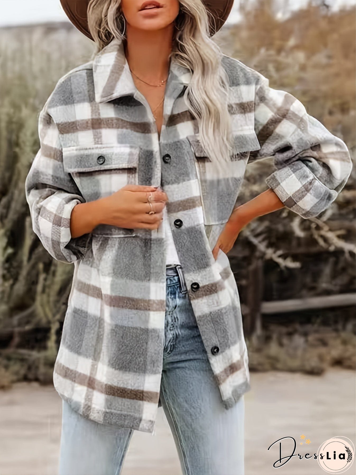 Plaid Oversized Jacket for Women