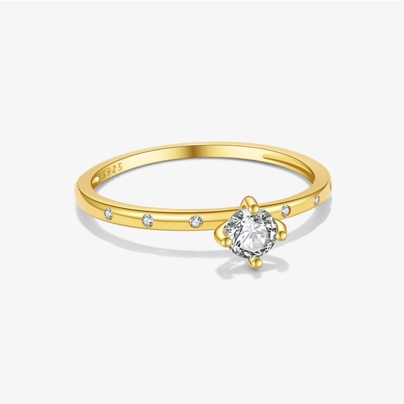 18K Gold Plated White Gold Plated 925 Sterling Silver Zircon Solid Color Rings
