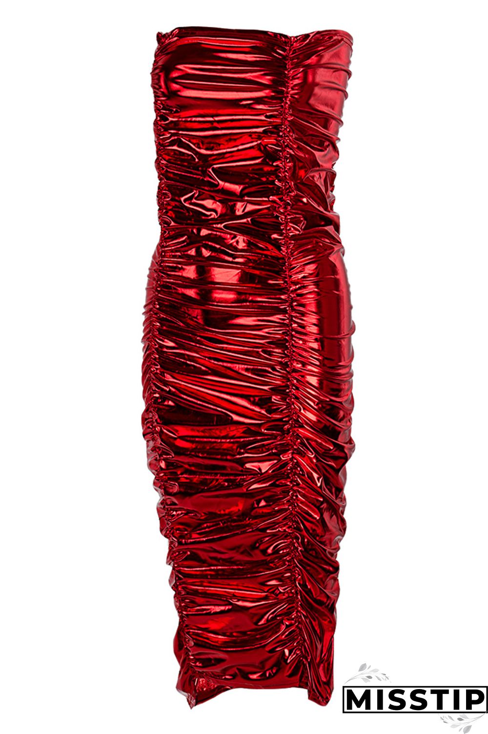 Golden Yellow Sexy Solid Fold Strapless Sleeveless Dress