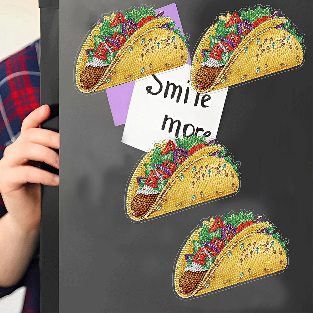 1pcs DIY Taco Diamond Painting Magnets Refrigerator for Adults Kid Office Car Fridge