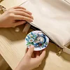 (US Local)DIY Diamond Art Portable Cosmetic Mirror Round Diamond Painting Crafts (Coffee)