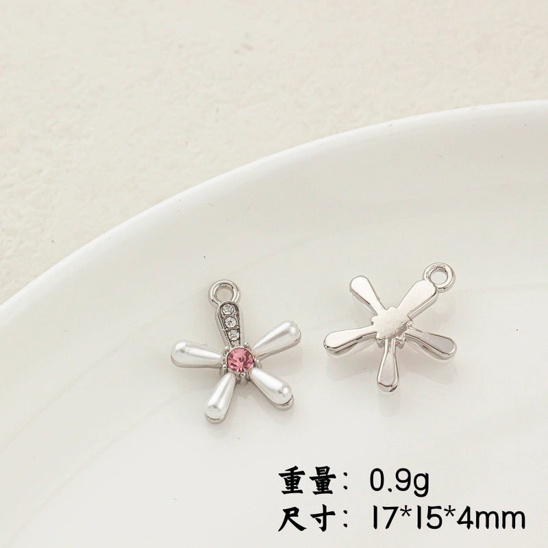 5 PCS/Package 20 * 23mm Alloy Artificial Pearls Rhinestones Flower Butterfly Pendant Jewelry Accessories
