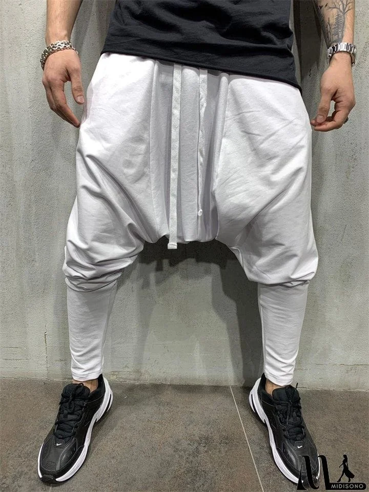 MidiSono - Street Hip Hop Drawstring Parachute Pants Men