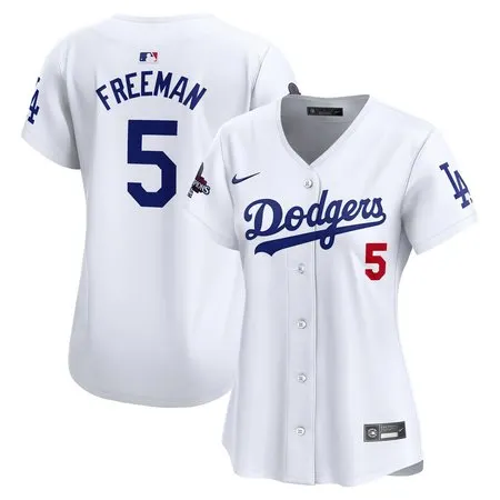 Women's Los Angeles Dodgers #5 Freddie Freeman  White 2024 World Series Champions Home Limited Player Jersey