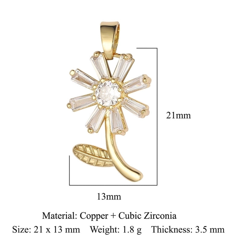 1 Piece Copper Zircon 18K Gold Plated Heart Shape Rose