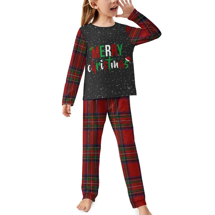 Children's Pajama Suit Merry Christmas Christmas Plaid