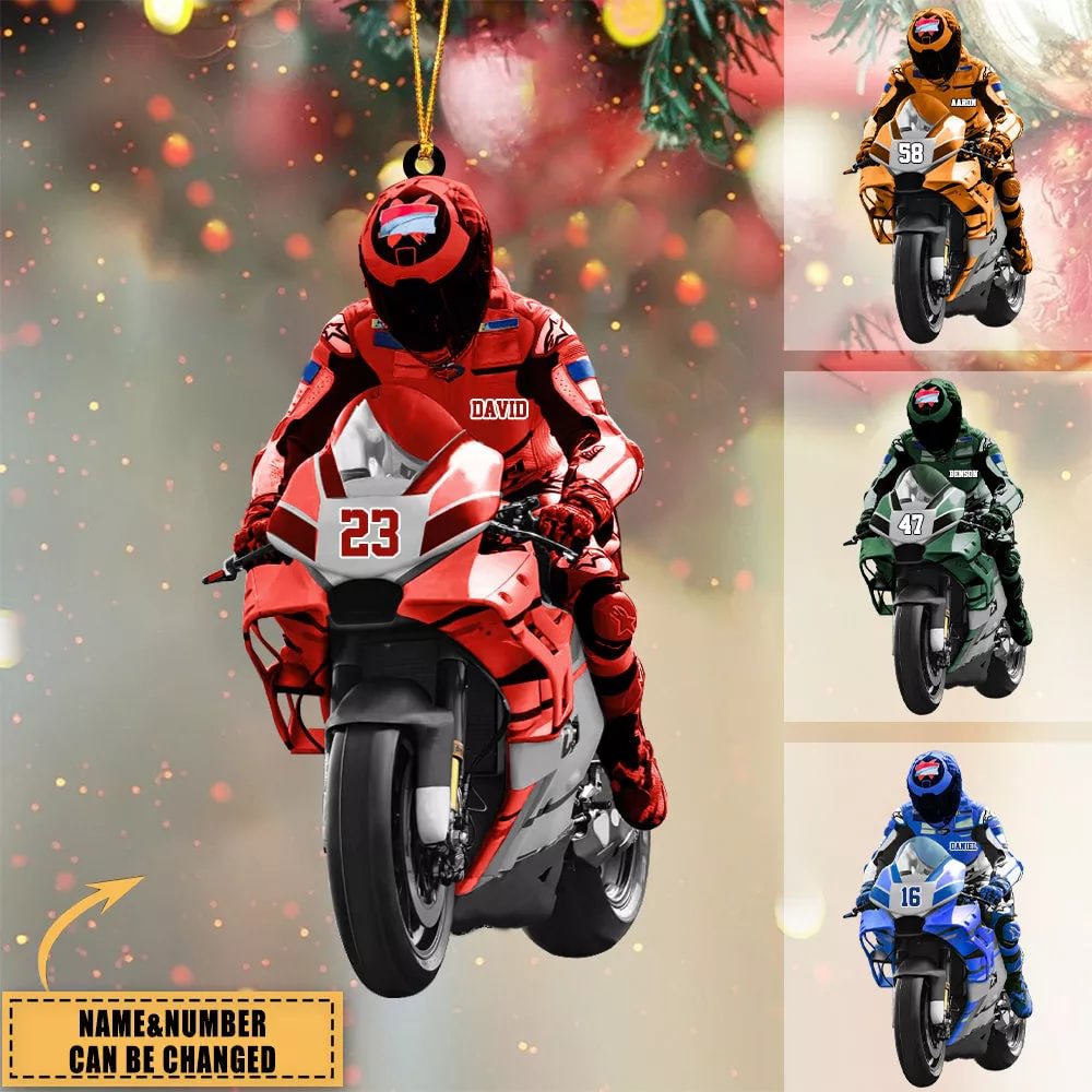 Custom Personalized Motorcycle Christmas Ornament  For Sport Lovers