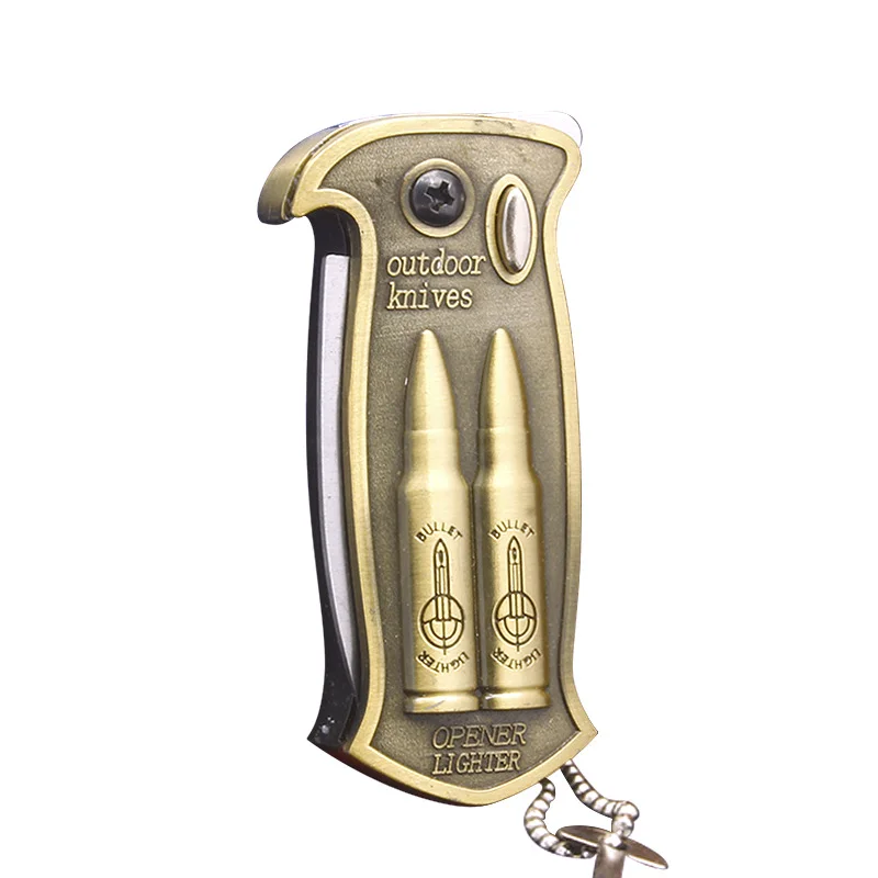 Knife-equipped windproof refillable lighter