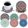 6Pcs/set Diamond Painting Wooden Mandala Coaster Cup Cushion With Holder