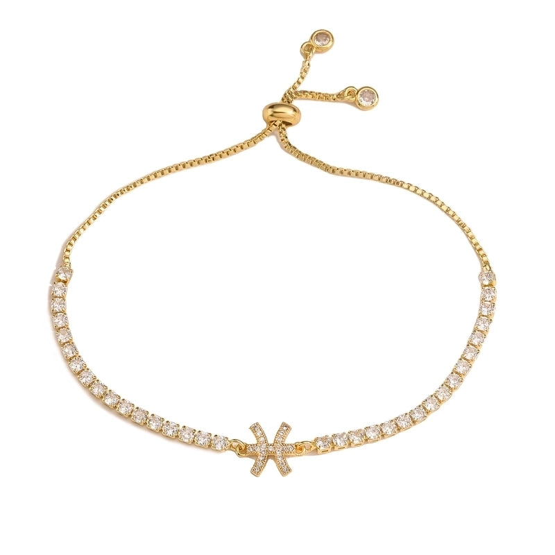 Copper 18K Gold Plated Casual Minimalist Classic Style Plating Inlay Constellation Zircon Drawstring Bracelets