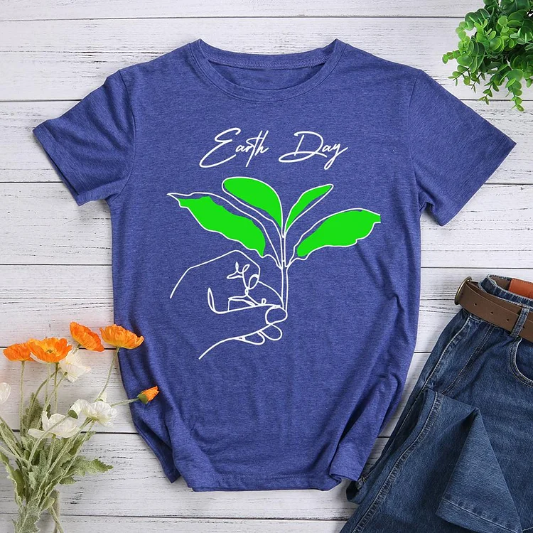 Earth day plant a tree Round Neck T-shirt-0026107