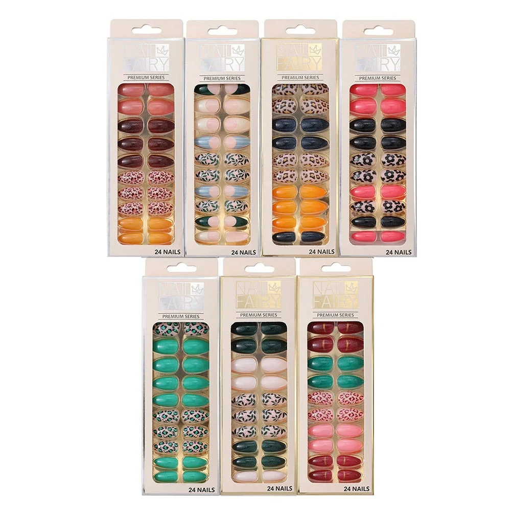 False Nails with Marble Pattern Designs Short Stiletto Fake Nails Press On Nails Press On Nail Art Tips Acrylic Fingernail