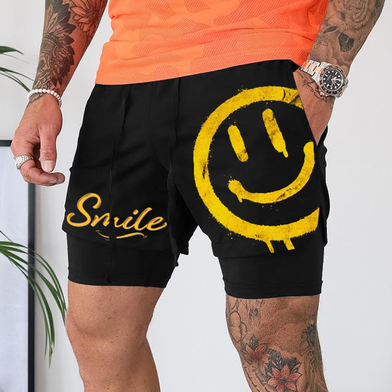 Men's Lace-up Printed Shorts