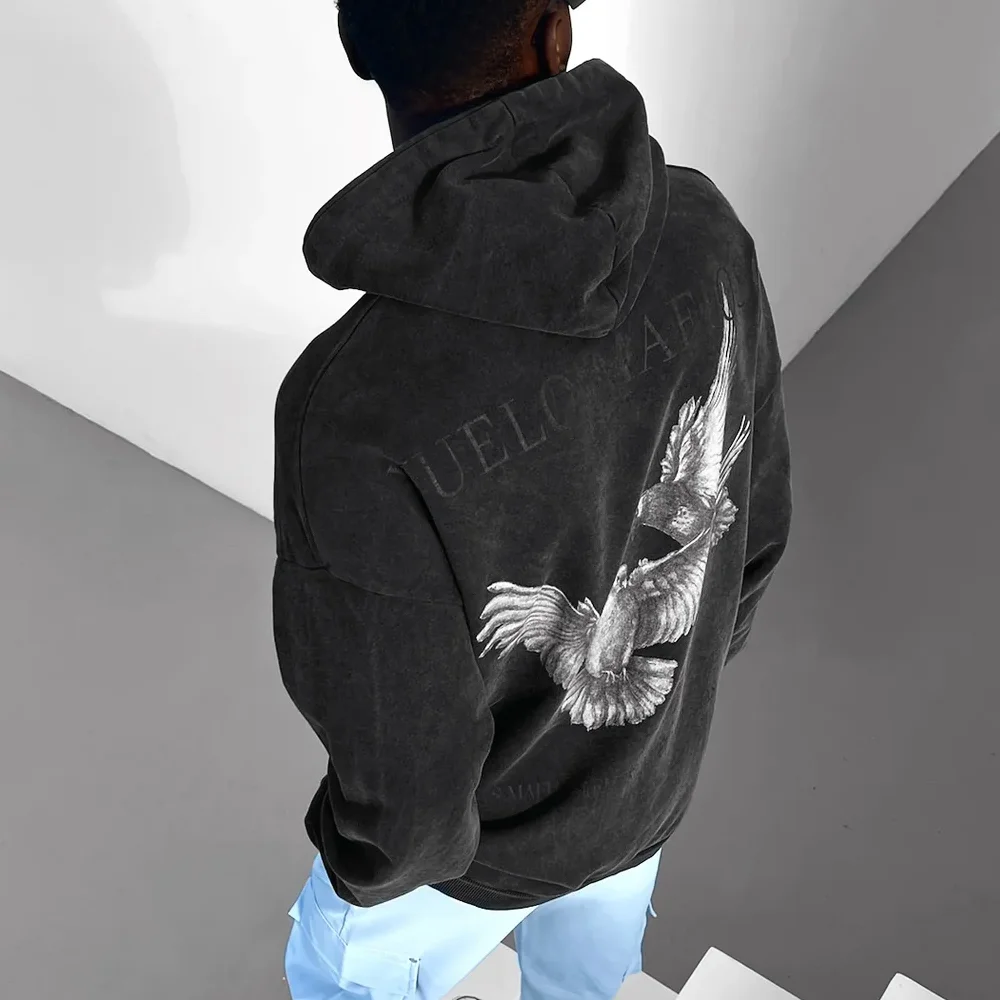 Men's Oversized Printed Vintage Hoodie