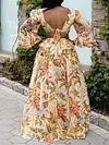 Floral-Print Long Sleeves Maxi Dress