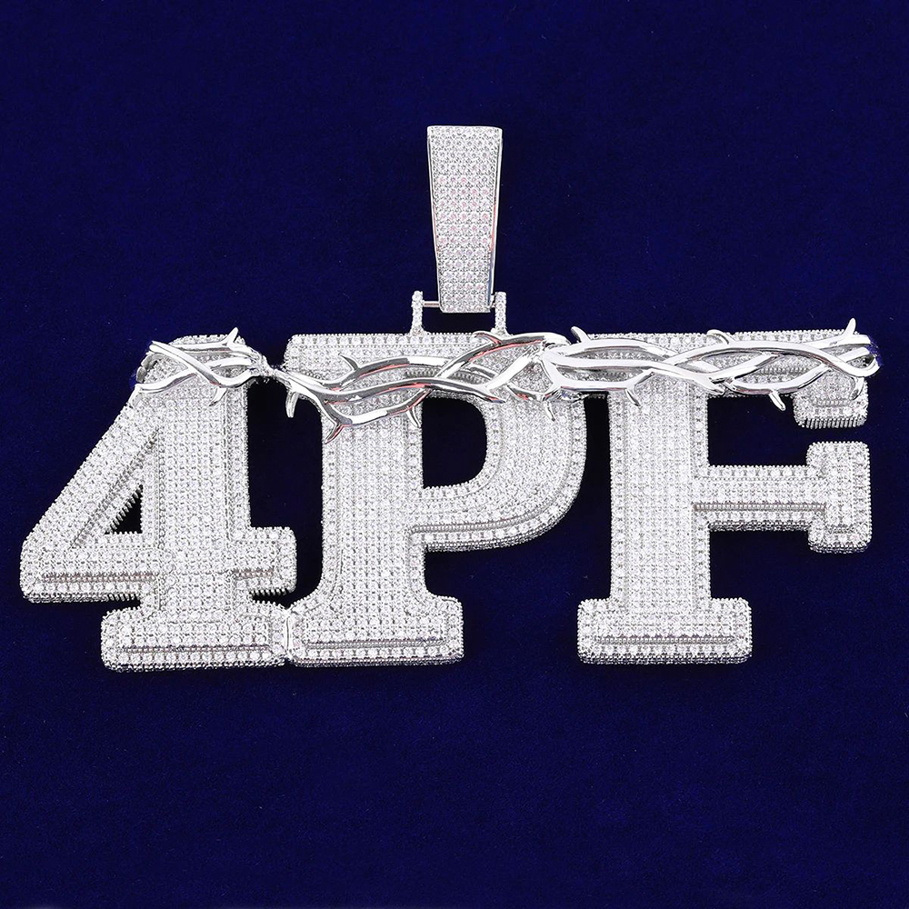 Personalized Thorns Crown Custom Letter Iced Out Pendants