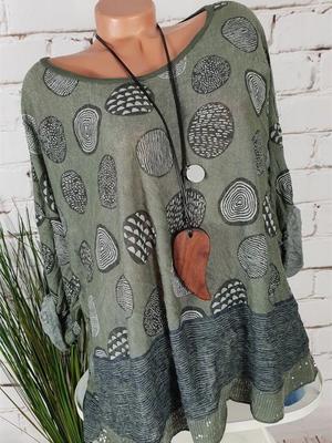 Women Long Sleeve V-neck Graphic Floral Printed Top