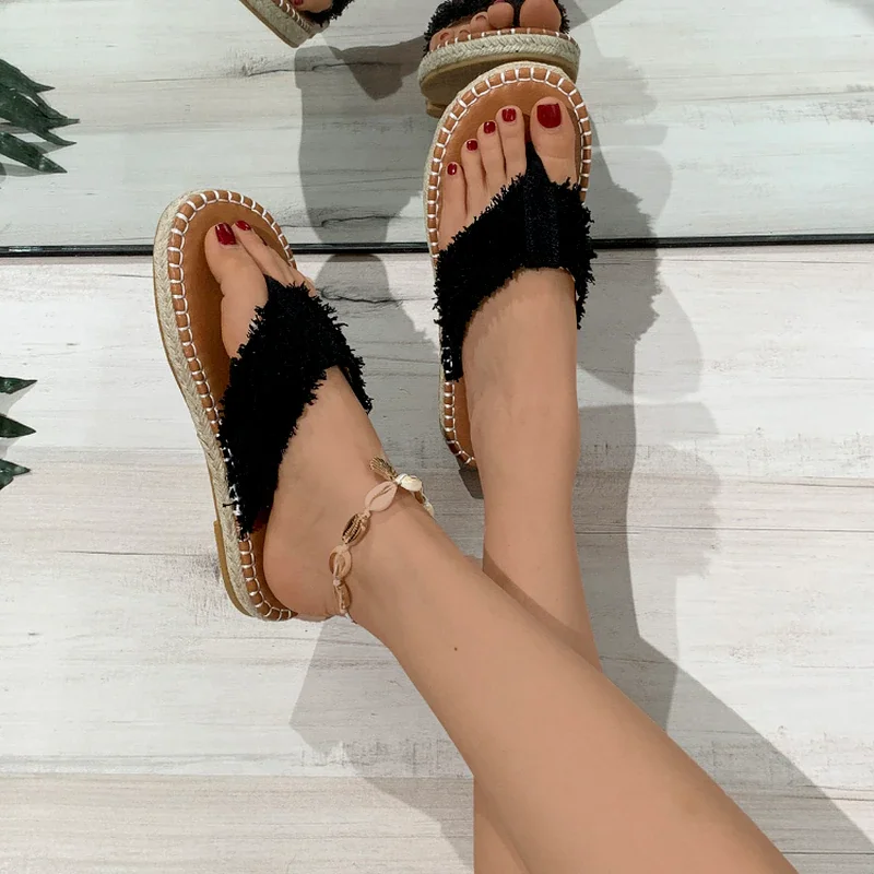Qengg Women Flat Flip Flops New Open Toe Summer Beach Shoes Casual Ladies Slides Cross Design Female Sandals Shoes Plus size 43