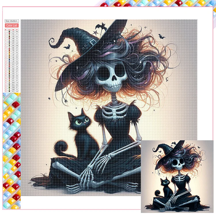 Halloween Skeleton Witch 30*30CM (Canvas) Full Square Drill Diamond Painting gbfke