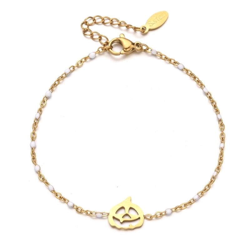 Cool Style Pumpkin Stainless Steel Plating Hollow Out Bracelets