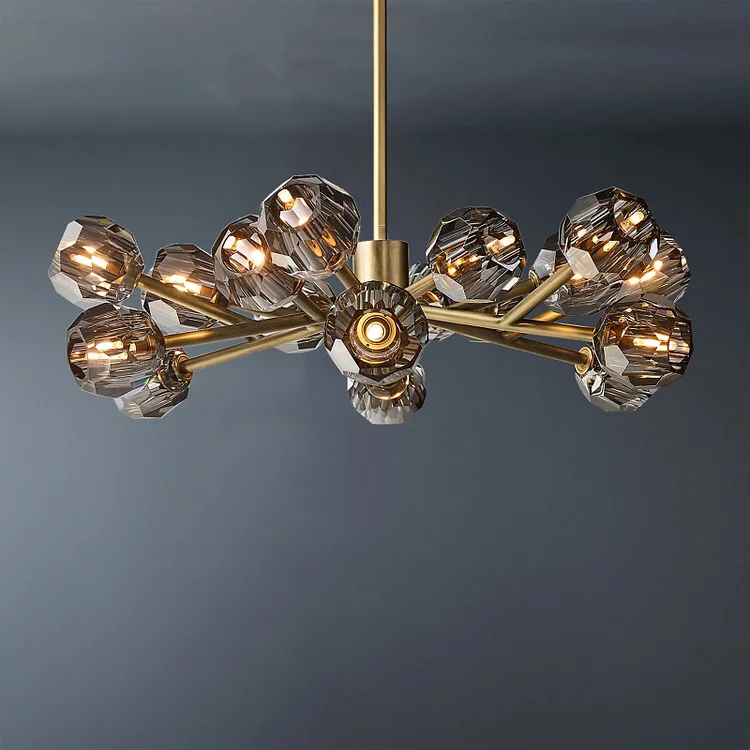 Boule De Ball Crystal Smoke Round Chandelier 36" Vjlight