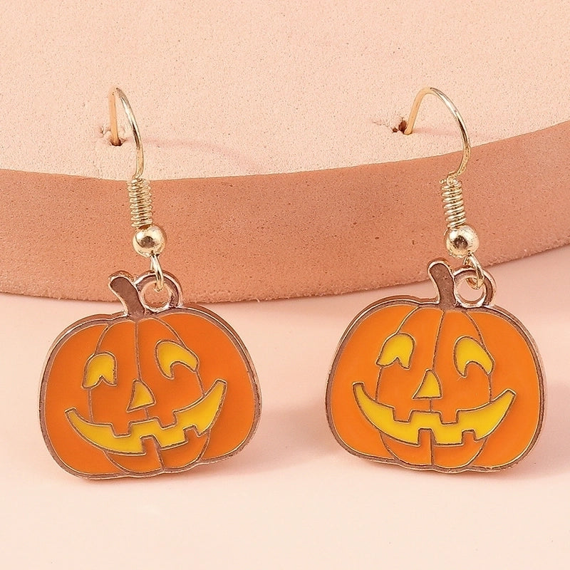 Halloween Funny Pumpkin Alloy Party Earrings