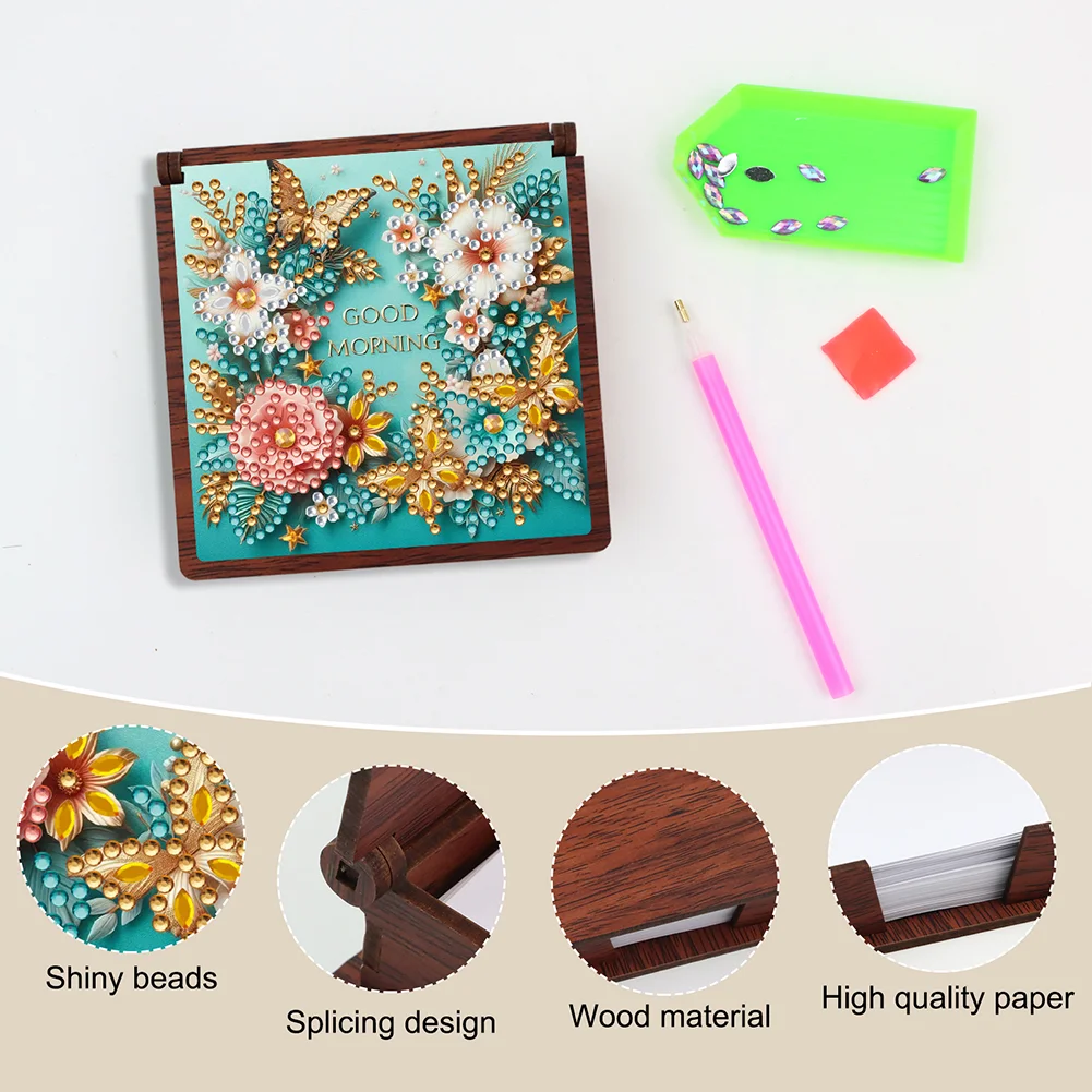 Wooden 5D Diamond Painting Kit Note Box DIY Diamond Art Notepad Box (Butterfly)