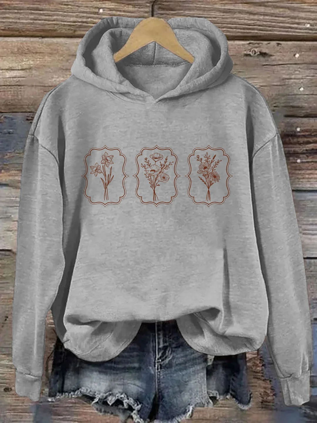 Pretty Floral Postal Stamps Hoodie