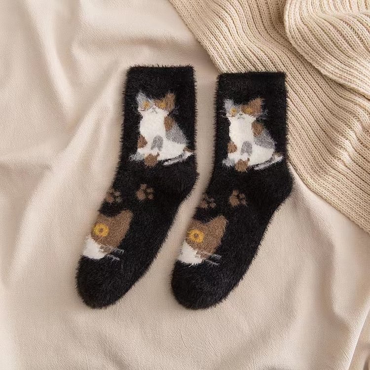 Lovely Cat Super Soft Fuzzy Socks - Gotamochi Kawaii Shop, Kawaii Clothes