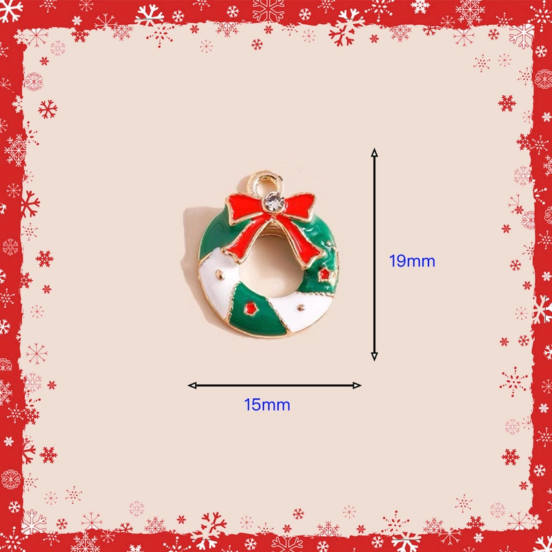 10 PCS/Package 13 * 20mm 15 * 22mm 17*24mm Alloy Rhinestones Bell Snowman Elk Pendant Jewelry Accessories