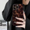 Applicable To iPhone 16/15 Series Brown Leopard Stand Mobile Phone Case