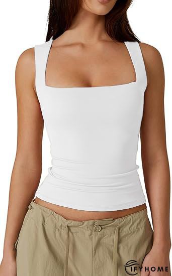 Solid Cotton-Blend Casual Sleeveless Tank & Cami | IFYHOME