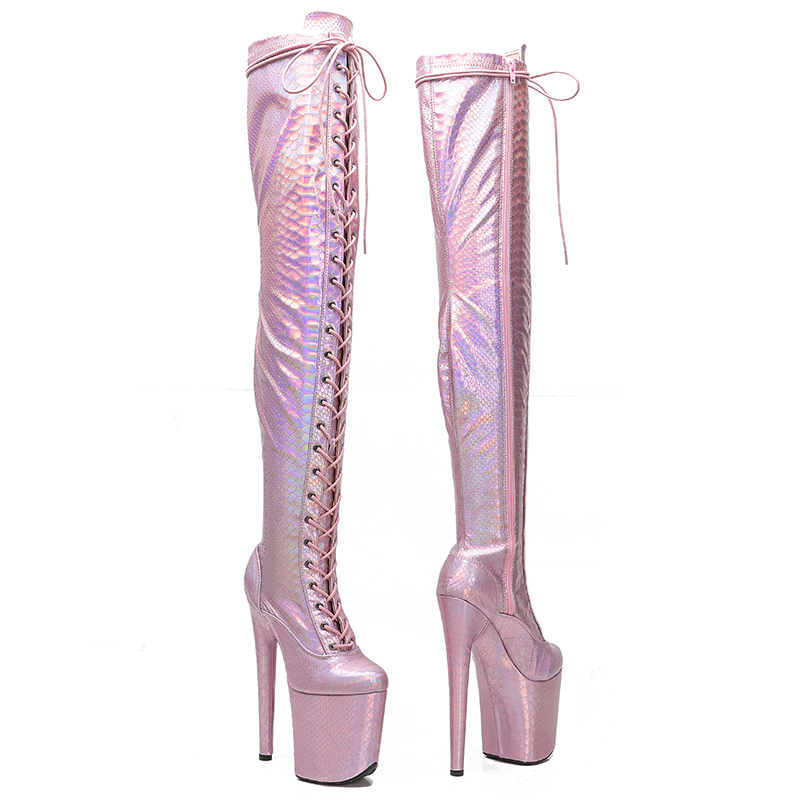 VCshoes 20CM/8inches Snake Extreme High Heel Erotic Lap Dancing Stripper Shoes Platform Boots Thigh High Boots 5B