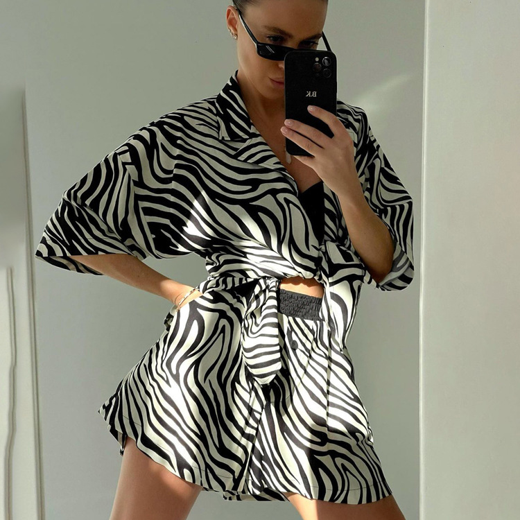 Ootddress Women Two Piece Sets Outfits Zebra Printed Loose Shirt Tops And High Waist Shorts Set 2025 Casual Streetwear Summer New 6 Ootddress Women Two Piece Sets Outfits Zebra Printed Loose Shirt Tops And High Waist Shorts Set 2025 Casual Streetwear Summer New