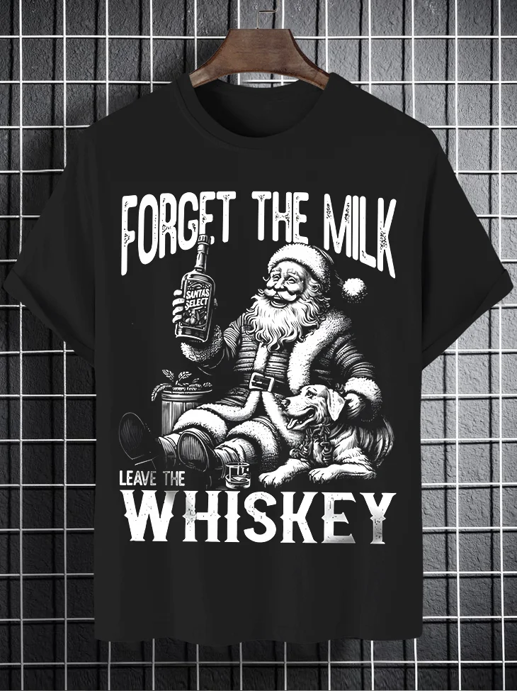 Men's Forget The Milk Leave The Whiskey Art Print Casual T-Shirt