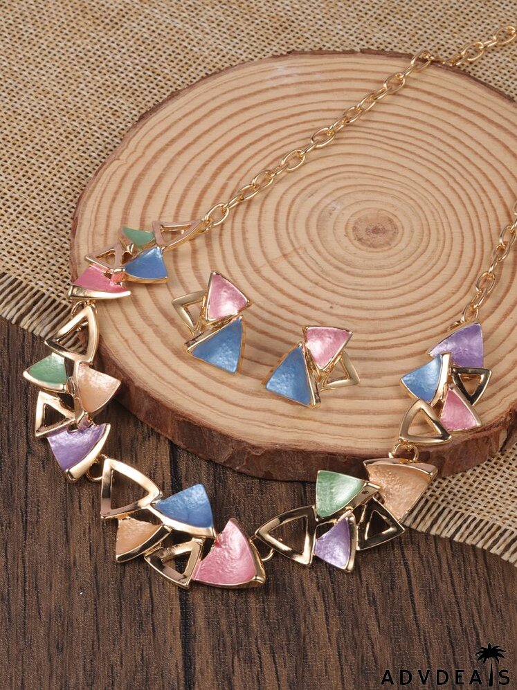 3pcs Triangle Decor Jewelry Set