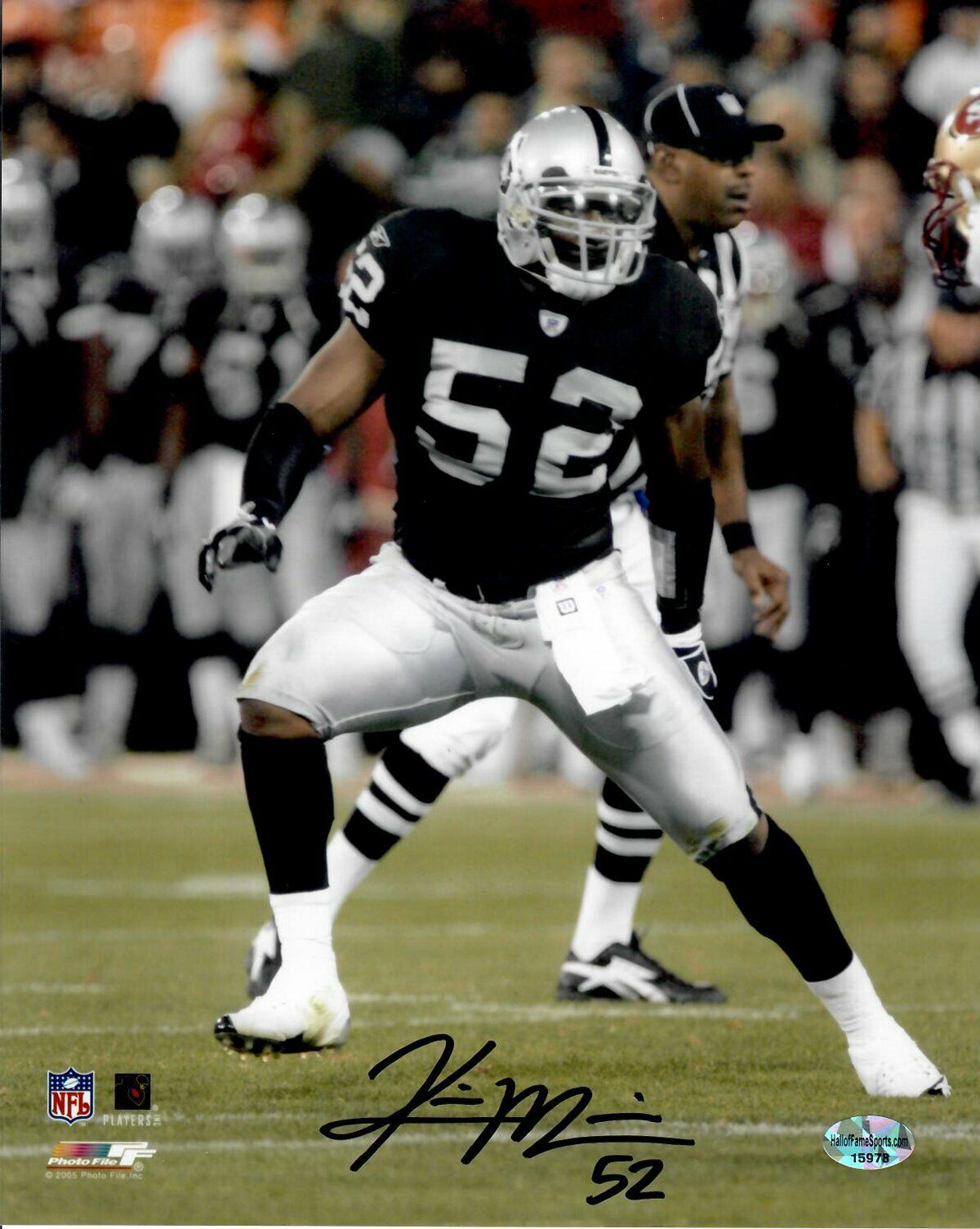 Kirk Morrison Signed 8X10 Photo Poster painting Autograph Raiders on Field Action Auto w/COA